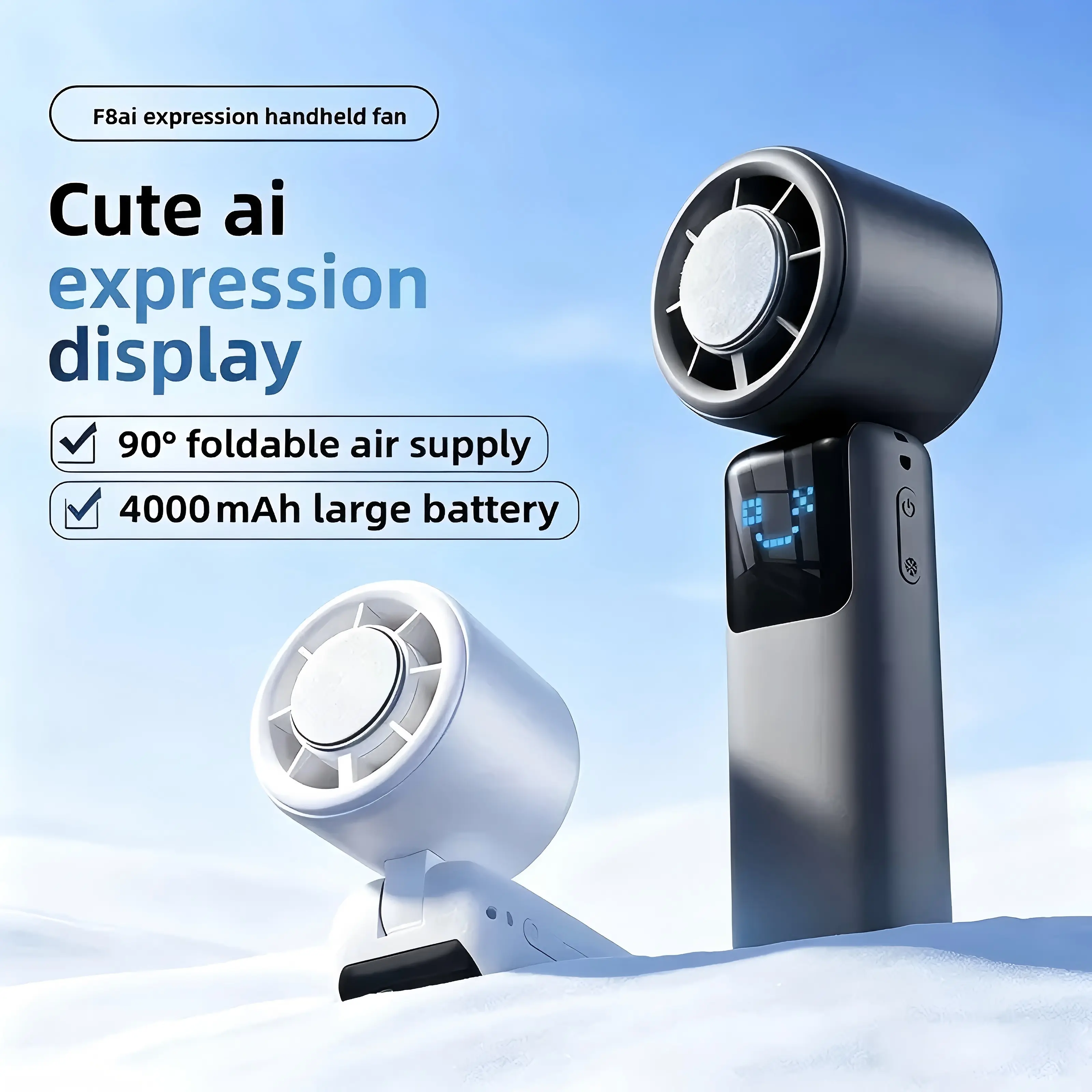 [Clearance Sale]Quiet Portable Pocket Design Fan - Cute Expression Ice-Cooling Mini USB Rechargeable Battery Operated Fan, Summer New Model, High Aesthetic Value, Handheld/Desktop for Students, Universal Electronics Accessory, Quiet Portable Fan