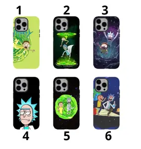 Rick Morty Cartoon Anime Two In One Film Case Durable Shock Absorbing Trendy Protective Cover for iPhone 11-17 Plus Pro Max Perfect Birthday Gift for Friends plus 5 FREE Stickers