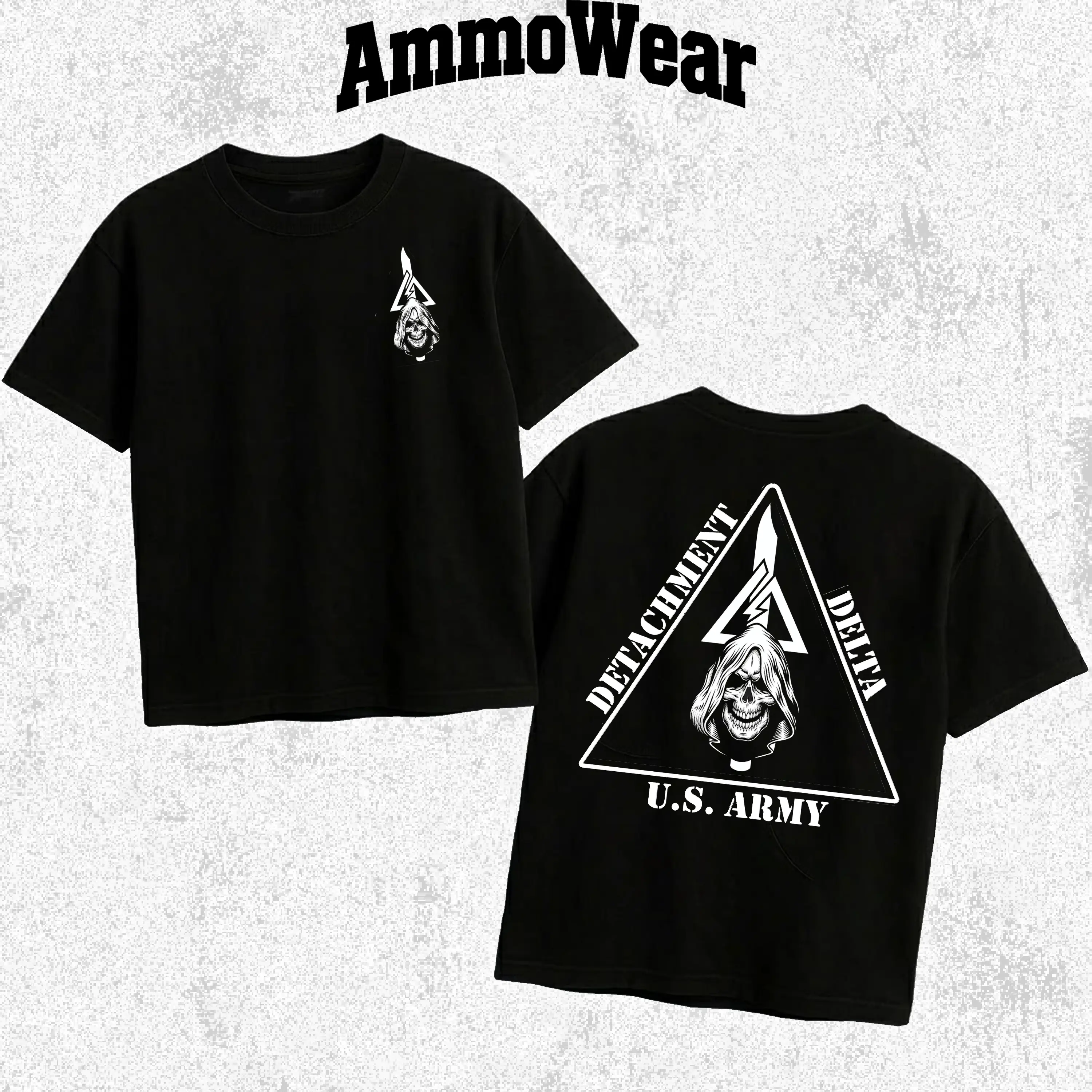 U.S. Army Detachment Delta Graphic Tee, Delta Force Skull Dagger T-Shirt, Military Veteran Apparel, Tactical Special Operations Top, Unisex Casual Black Short Sleeve Everyday Shirt, Armed Forces Supporter Gear