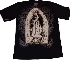 Avirex Virgin Mary Graphic Tee, Y2K Vintage Jesse Pinkman Style Streetwear T-Shirt, Retro Breaking Bad Movie Fan Gift, Black Cotton Graphic Shirt, Trendy Urban Fashion Top