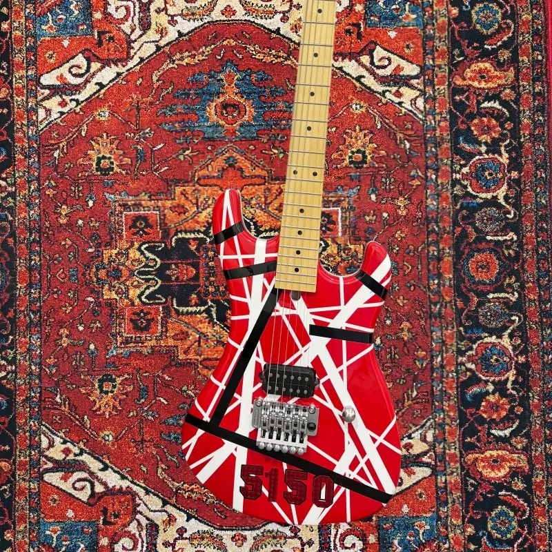 5150 White Stripe Red Electric Guitar Floyd Rose Tremolo Bridge, Locking Nut, Maple Neck & Fingerboard