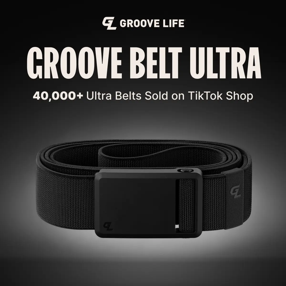 Groove Life Groove Belt Ultra - Black | Comfortable, Lightweight, Durable, Adjustable Stretch Belt for Men, Magnetic Curved Polymer Buckle, Machine Wa