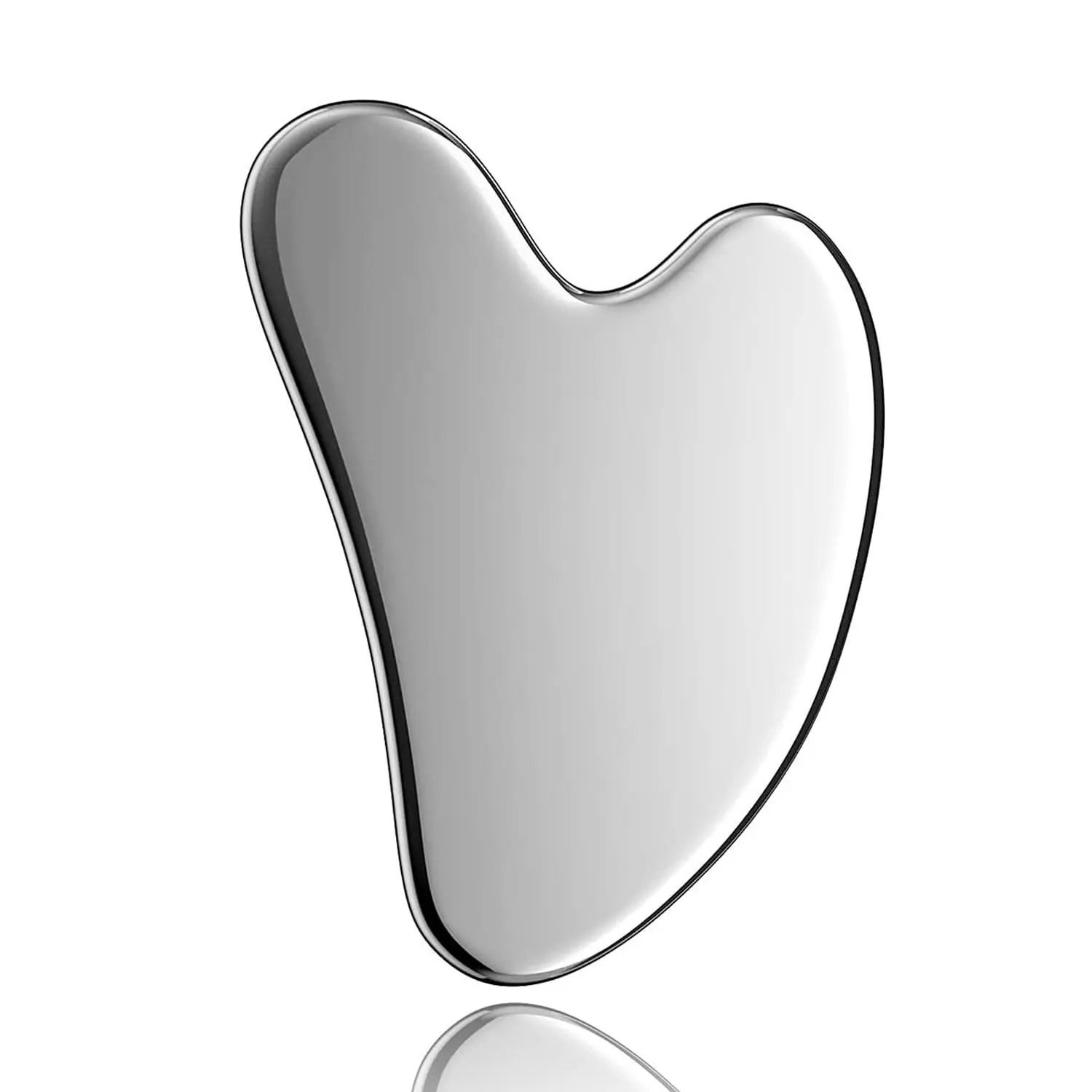 Stainless Steel Gua Sha Facial Massager for Jawline, Chin & Body Sculpting – Lymphatic Drainage Beauty Tool for Skin Care & Fascia Therapy (Silver)