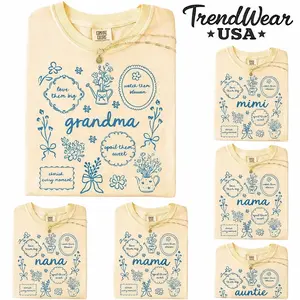 Comfort Colors Custom Floral Grandma Shirt, Floral Mama T-Shirt, Personalized Mothers Day Gift, Mama Nana Auntie Mimi Gigi Grammy Shirt - TrendWear USA