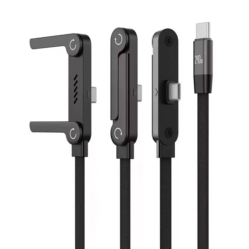 2-in-1 Stand Built-In Super Fast Charging Cable (1.5m) - Cellphone Charger with Type-C Plug for iPhone, Samsung, C-Type Cables, Ideal for Gaming Users, Travel Mobile Accessory