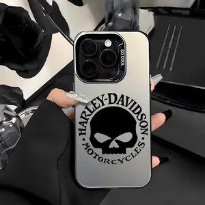 Biker Skull Retro Motorcycle Skull Edgy Streetwear Aesthetic Shockproof Phone Case for iPhone 7 8 X XR 11 12 13 14 15 16 17 Pro Max Plus Air Protecitved Cover