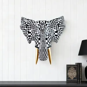 Elegant elephant head wall-mounted - Simple country style wall resin animal head sculpture, Wall Art Hanging, an ideal choice for living room, KTV and fireplace atmosphere decoration, home decoration