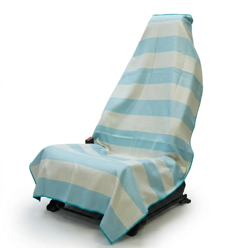 Blue Stripe Car Seat Cover, Quick Dry Seat Towel, Universal Front Seat Protector for Beach & Travel