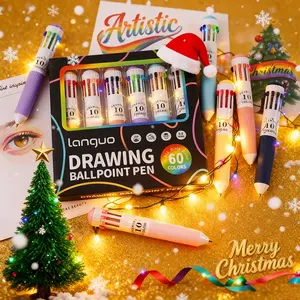 Christmas Blueberry Ten-Color Ballpoint Pen Set, High-Quality Cartoon Design, Ideal for Student Note-Taking, Christmas Hand Account Drawing Pens