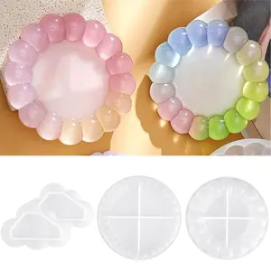 [Bubble Tray Coaster for Jewelry] A set of 4 DIY Bubble Tray Coaster Silicone Mold - Round Epoxy Resin & Concrete Casting Mould for Jewelry Storage, Home Decor Crafts, Plaster, Handicrafts Gift - Home Improvement. Tableware Thick