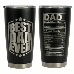 Best Dad Ever Nutrition Facts 20 oz. Tumblers with Lid, Funny Father's Day Gifts from Kids, Double Wall Vacuum Insulated Stainless Steel Coffee Travel Mugs for Work, Unique Birthday Christmas Presents for Husbands Men Papas