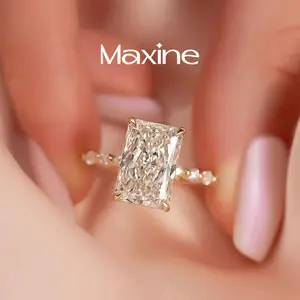 MAXINEJEWELRY 5.0ct Radiant Cut 5A Cubic Zirconia Engagement Ring, Women's Promise Jewelry for Proposal, Wedding, Daily Wear, Engagement Rings