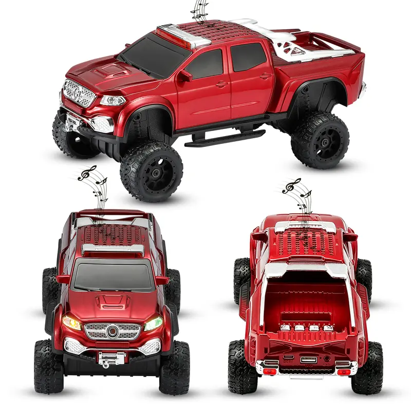 WSTER WS-X65 Pickup Truck Car Model Bluetooth Speaker With LED Light USB FM TWS TYPE-C Charging Stereo Audio Rechargeable Battery Portable Wireless Speaker Christmas Gift For Him Camping Gadgets