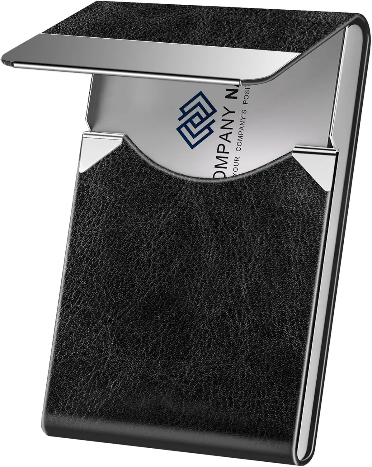 Business Card Holder for Women or Men, Business Card Case with PU Leather and Stainless Steel, Slim Metal Case with Magnetic Closure for Business Meeting Use