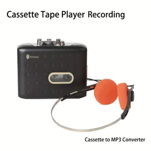 Aston Digital Portable Cassette Tape Player with USB MP3 Converter Dual Power Mode Built-in Headphones Compact Retro Design Digital Display Compatible with Cassette Tapes MP3 Files USB Powered Retro Music Player