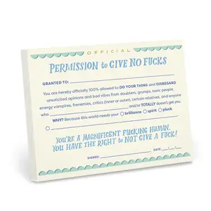 Permission to Give No Fucks Note Pad Permission to Give No Fucks Note Pad