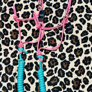Easy Hook Rope Halter summer pink and ocean turquoise for horse owners