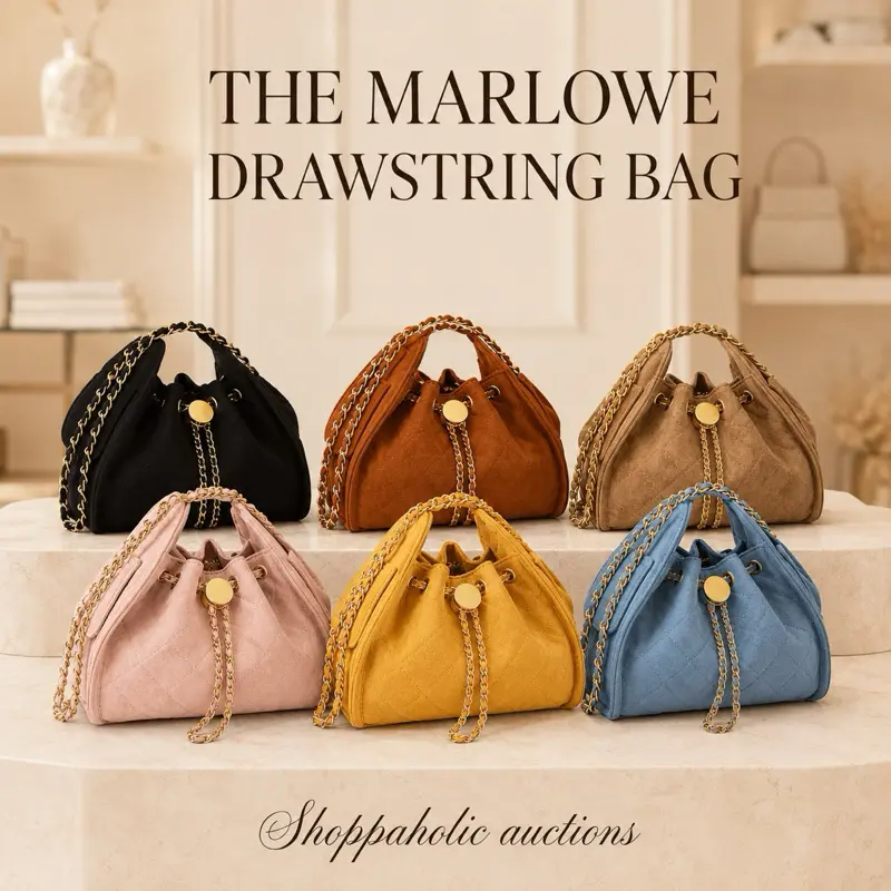 The Suede Marlowe Drawstring Bag