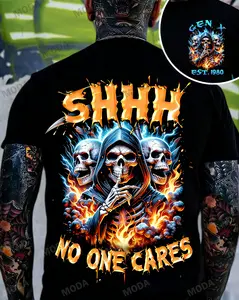 Chaosmoda Generation X Shhh No One Cares Custom Year Skull T-shirt