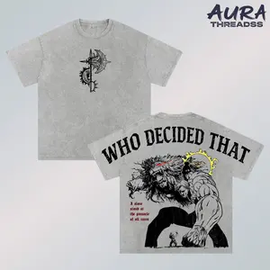 Who Decided That Escanor Shirt – Seven Deadly Sins Vintage Acid Washed Oversized Graphic T Shirt, Lion Sin of Pride Sun Power Sigma Male Gym Pump Cover Heavy Cotton Double Printed Unisex Anime Tee, Gift for Anime Fans