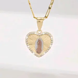 Heart Virgin Mary Necklace for Women - Religious Pendant with Cross heart  chain woman jewelry lucky  necklace
