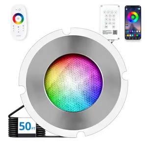 Pool Lights for Inground Pool, 1.5 Inch LED RGBW Multicolor Inground Pool Lights and Spa Light, IP68 Waterproof Pool Lights, 12V DC, 50ft Cable with Controller, APP Control & Remote Control