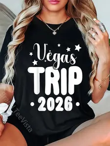 100% Cotton Vegas Trip 2026 Cool Birthday Summer Party Girls Trip Match T-Shirt