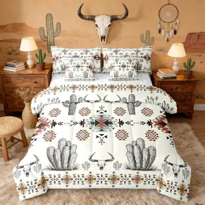 Khaki Southwestern Comforter Bed Set with Sheets,7 Piece Vintage Western Aztec Bed Bag,Rustic Country Geometric Bedding Set,Women Adults Boho Tribal Bed Set