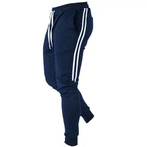 Men'S Casual Jogger Pants - Maroon with White Stripes, Drawstring Waist, Four-Season Comfort, Relaxed Fit for Spring & Fall