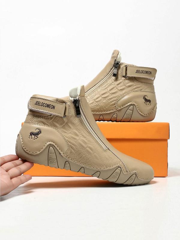 Men's Outdoor Hiking Boots, Casual Sporty Zipper Design Boots for Outdoor Activities, Fashionable Sports Shoes for Men