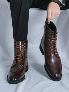Men's Fashionable Lace Up Front Boots, Casual Comfortable Pointed Toe Boots for Daily Wear, Male All-match Trendy Shoes for Fall & Winter