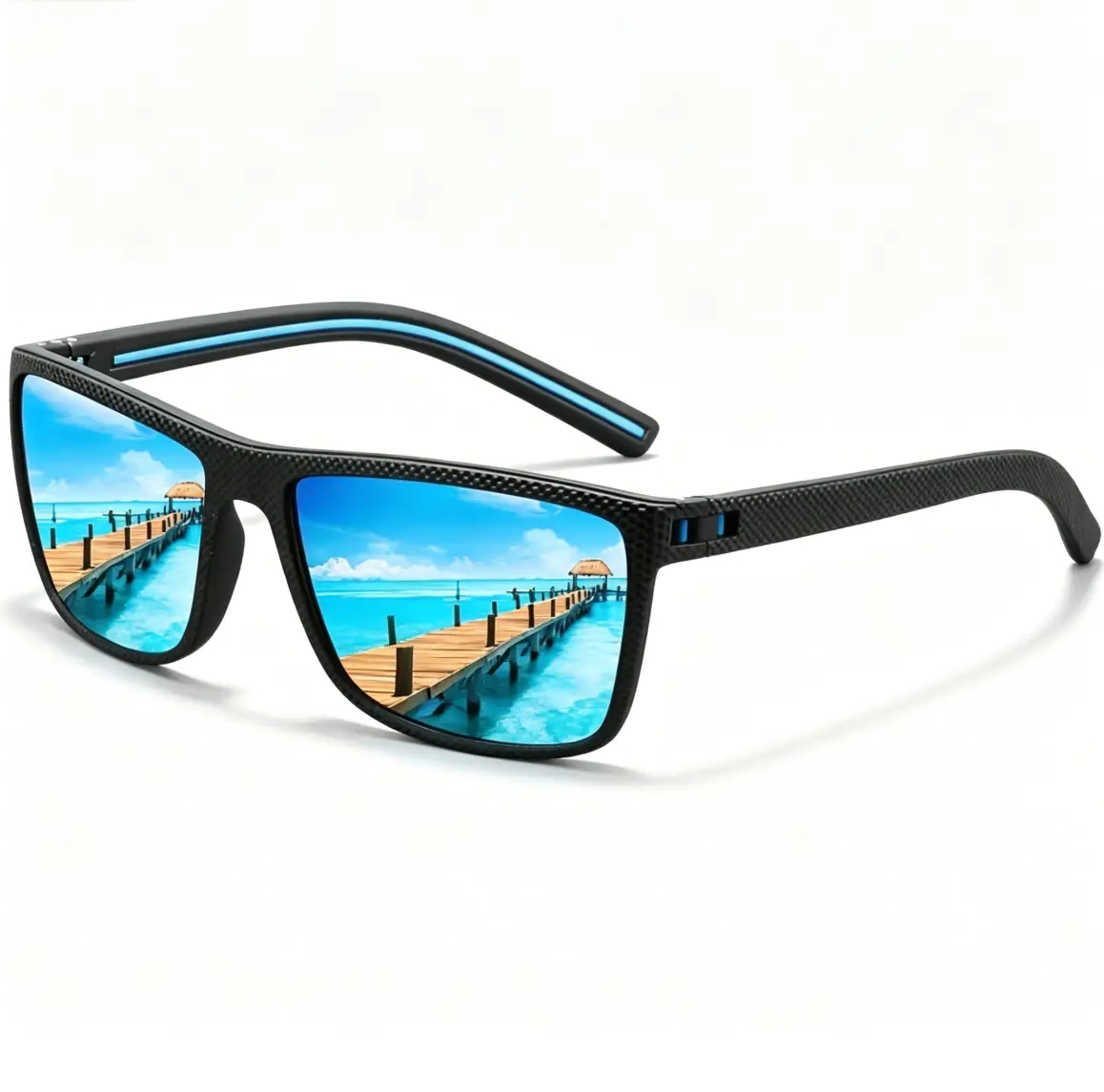 Men Polarized Sports Sunglasses 565 Spring Temple Ultra Light Elastic Frame UV Protection Anti Glare Windproof Eyeglasses For Cycling Fishing Driving Outdoor Running Travel Daily Wear（with glasses case）, Framed, Tac, All-Season, Anti-Blue Light