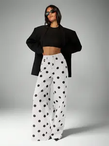 MISSGUIDED Wide Leg Polka Dot Jeans With High Waist