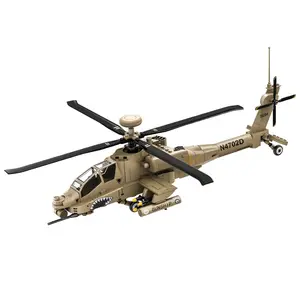 Ah-64 Apache Helicopter Building Block Display Toy, DIY Model Kit, Mixed Colors, Abs Material, Perfect for Living Room Decor, New Home Birthday Gift, Ages 12+