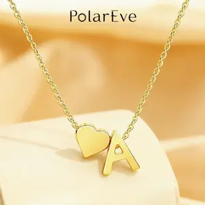 Gold Initial Heart Necklace A–Z | Personalized Letter Name Pendant | Dainty Heart Jewelry for Women & Girls | Birthday Anniversary Christmas Gifts