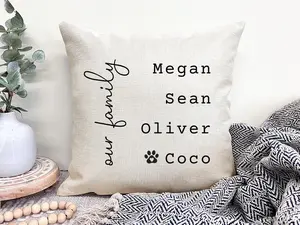 Personalized Family Names  Pillow | Family Name Throw Pillow Case | Custom Family Pillow | Pet Name Pillow | Family Housewarming Gift | New Home