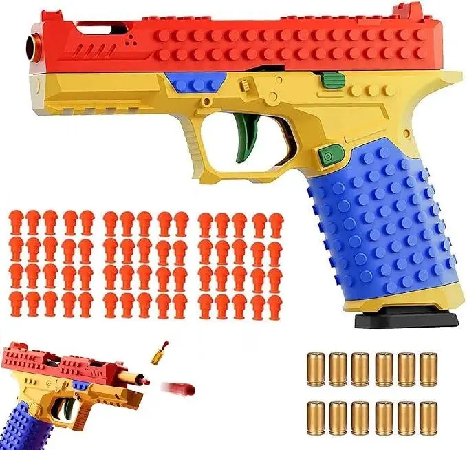 IUOUTG Tactical DIY Building Block Handle Set Soft Bullet Toy Gun - Sporty Blasters & Toy Guns for Outdoor Team Activities, Educational Gift for Kids on Birthdays, Christmas