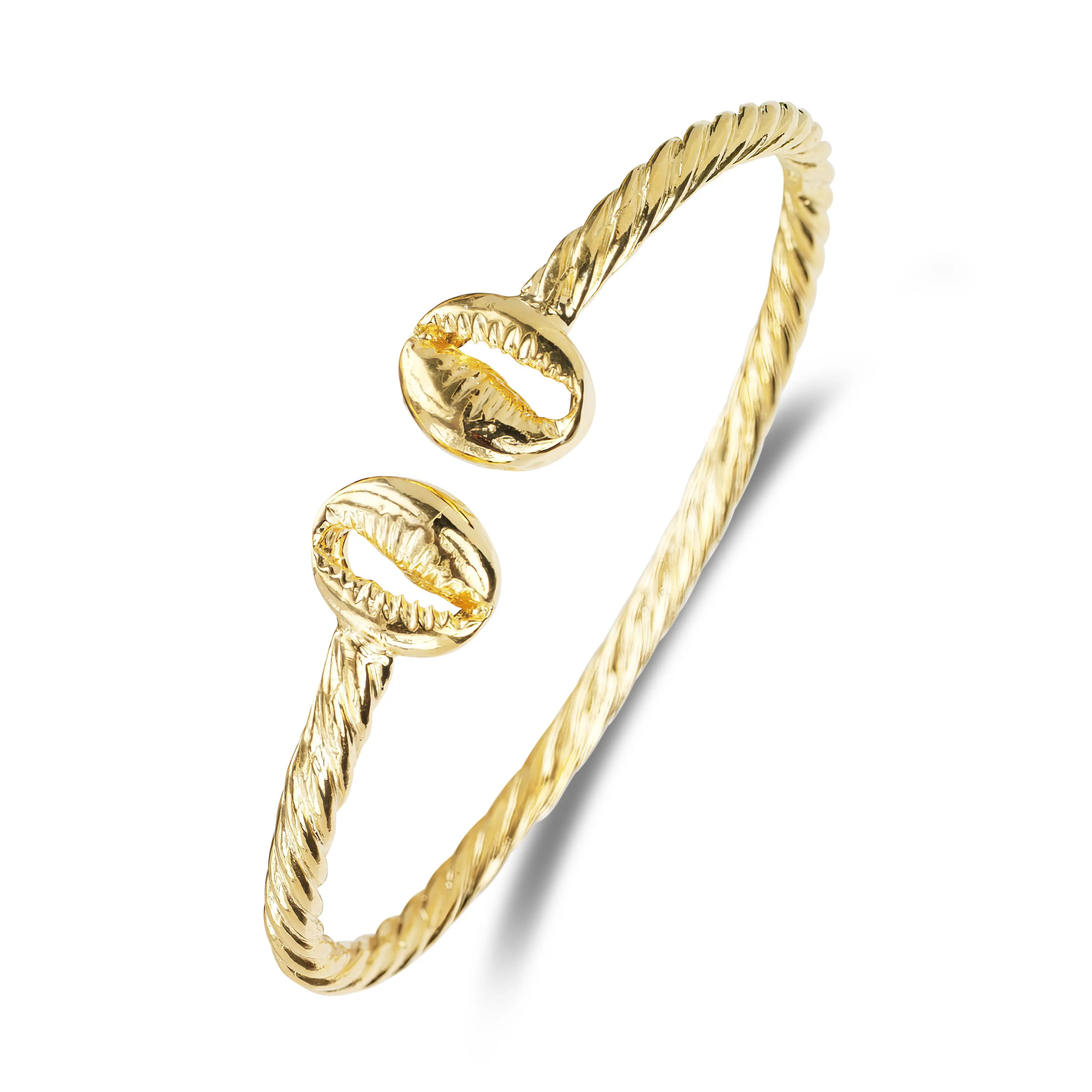 Handcrafted .925 Sterling Silver Cowrie Shell Coiled Rope Bangle - Better Jewelry for Adults, 25g, 4.5mm Thick, 1 Piece, Made in USA, Made to Order, 3-Month Validity, Free Domestic Shipping