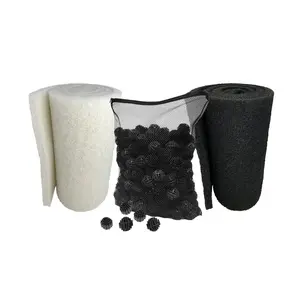 Pond Bundle - White Fine Filter Pad 12" x 72", Black Coarse FIlter Pad 12" x 72", 300 Count BioBalls with Mesh Bag