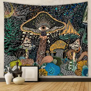 Tapestry, Amazon's best-selling cross-border product, foreign trade background fabric, ins-style room decoration, ins hanging cloth, mushroom tapestry Eternity Rose with Transparent Stand table