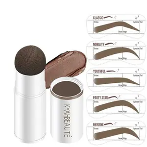 Eye-Brow Stamp Stencil Kit, Waterproof Brow Stamp Shaping Kit Eyebrow Definer, Eyebrow Filling Powder Stamp, Women Makeup Tools with 10 Reusable Eyebrow Stencils, 2 Eyebrow Brushes Oil Color