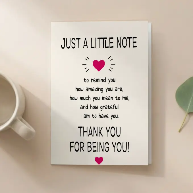Words of Affirmation Anniversary & Birthday Card | Minimalist Romantic Greeting Card with Envelope