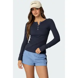 Helaine Waffle Henley T Shirt