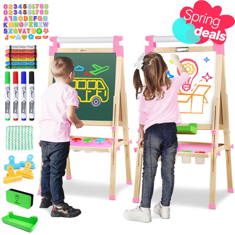 Joyooss Kids Easel Wooden Double-Sided with Paper Roll Joyooss 126 PINK