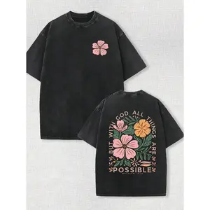 230g Double-Sided Washed, Anything Is Possible Printed T-Shirt, High-Quality Wax Printed Cotton Retro Fashion Brand T-Shirt, Men's T-Shirt, Beach Essential, Summer T-Shirt, Holiday Gift, Perfect Gift