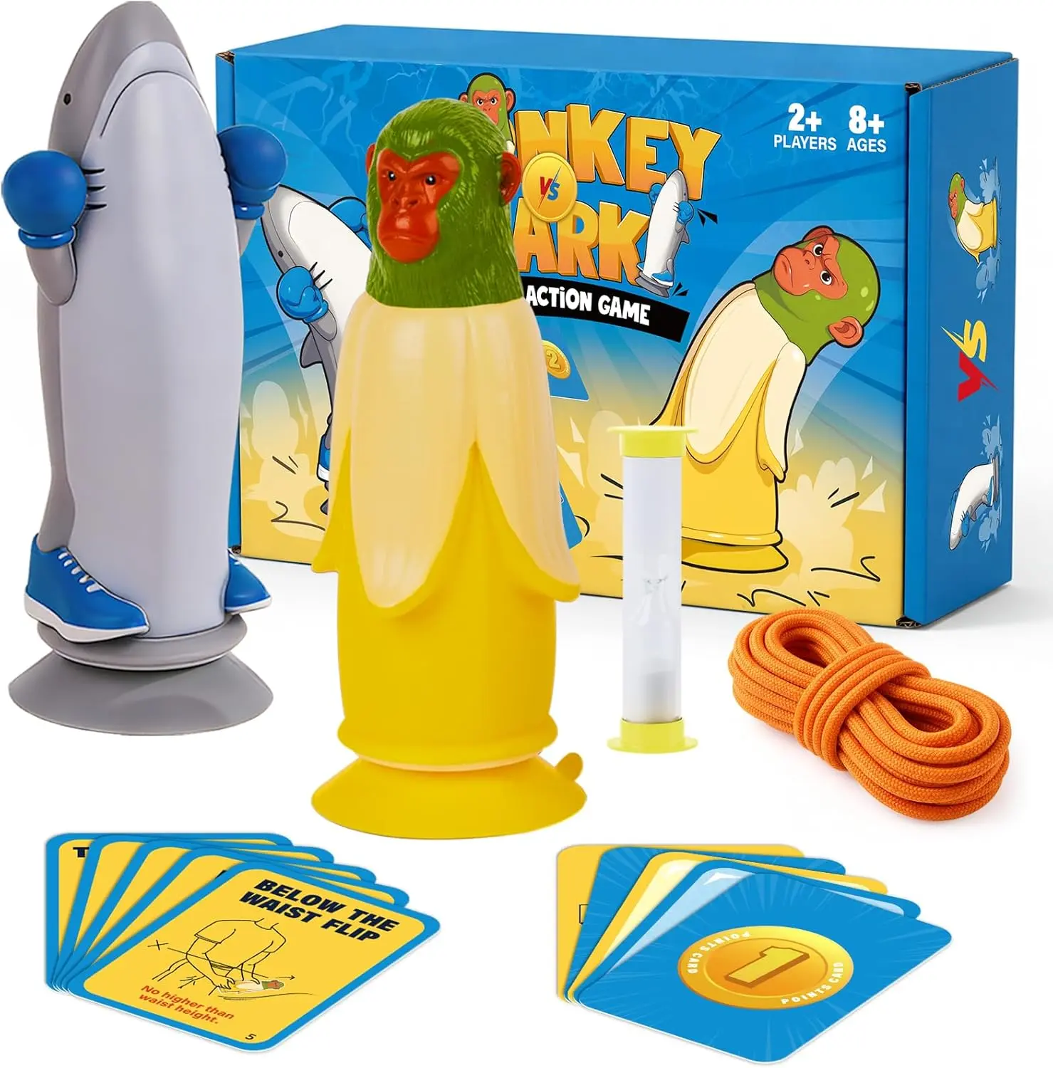 Monkey vs Shark Party Game: Fun Flip Game | Interactive Family Games for Kids and Adults | Fast-Paced Action Party Games for Game Nights, Gatherings