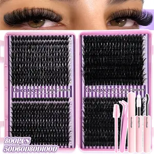 800pcs D Curl Individual Lash Clusters 30D/40D50D/60D/80D/100D, Dense Natural Fluffy, Beginner-Friendly, High-Capacity Lash Book, Suitable for Various Makeup Looks, Long-Lasting False Eyelashes, Women's Lash Cluster Gift