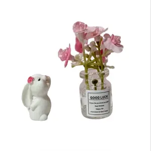 Car Decor Mini Rabbit Flower Vase Set, Stable Non-Impeding View, Women's Car Interior Decoration, Suitable for All Vehicle Types