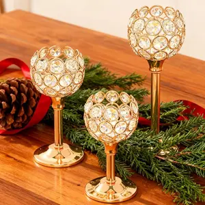 3-Piece Crystal Candlestick Set, Luxurious Crystal Candleholders for Christmas & Halloween, Wedding Anniversary Decorations, Home Life Essentials