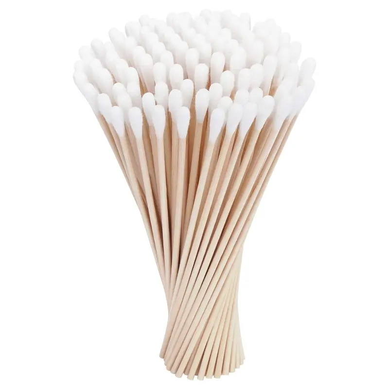 Cotton Swabs (100-Count Bulk Pack) - 6" Long Unravel-Proof Wooden Sticks, Soft Cotton Absorbent Tips, Ear Wax Removal Tool for Beauty & Personal Care, Eye & Ear Care, Daily Clean